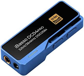 iBasso DC04Pro Portable USB Headphone Amp and DAC Dongle, 3.5mm Single-Ended and 4.4mm Balanced Headphone Output, High-Resolution Audio Player, Blue