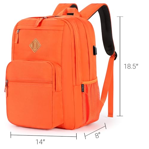 Image of ZORFIN 36L Backpack for College, and Travel: Water Resistant Bookbag with 8 Compartments - Tangerine