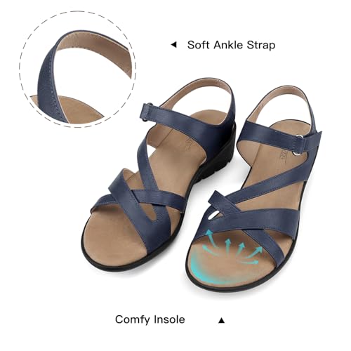 Image of SHIBEVER Wedge Sandals for Women Dressy: Comfortable Low Heel Sandals | Adjustable Casual Dress Shoes with Cushioned Insole and Non-Slip Sole, All-Day Walking