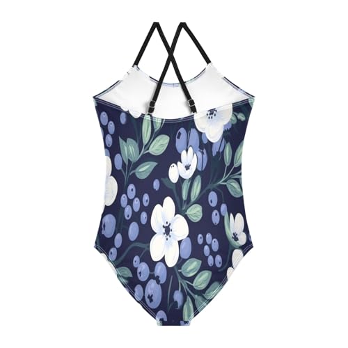 Girl's One Piece Swimsuit Purple Blueberries Beach Bathing Swimwear2