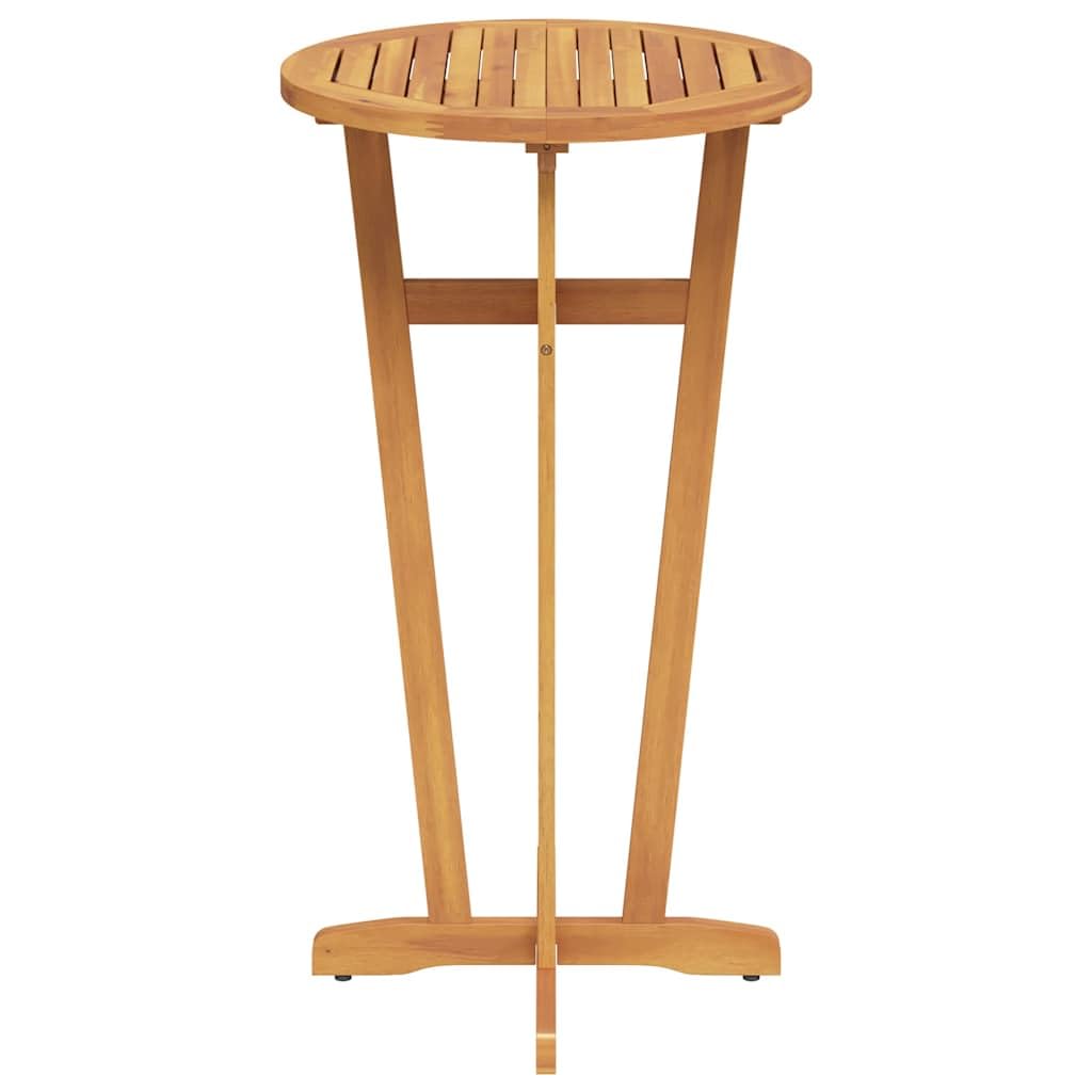 Stół barowy z drewna akacjowego o średnicy 60 x 105 cm, odporny na warunki atmosferyczne, na taras, balkon, podwórko i do ogrodu, idealny jako stół do jadalni, stolik pomocniczy lub na imprezy
