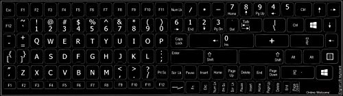 Pegatinas para teclado inglés US fondo negro miniatura 3
