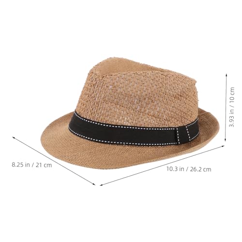 Stylish Straw Hat for Boys and Breathable Summer Sun Protection Fedora Cute Solid Color Design for Outdoor Adventures and Fashionable Looks2
