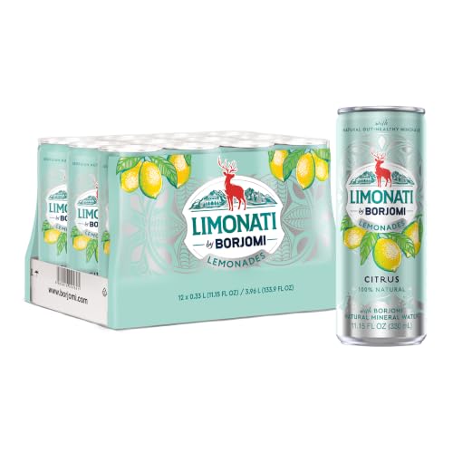 Limonati by Borjomi - Citrus Lemonade with Natural Fruit Juice and Borjomi Sparkling Mineral Water - 11.15 oz, 12 Cans