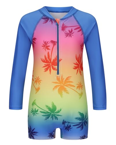 Girls One Piece Rash Guard Swimsuits for Girl Long Sleeve Bathing Suits with UPF 50+ Sun Proctection Sunsuits 3-16 Years