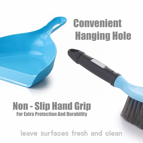 Image of Homeor Dustpan with Multi-Purpose Dusting Brush, Dust Pan Set, Brust Set for Cleaning, Cleaning Combo Set, Portable & Easy to Store, Blue