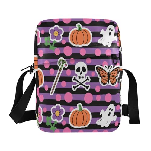 messenger bag for women Shoulder Bag Cross Body Purses Adjustable Strap for School School- Purple Peach Yk2 Halloween