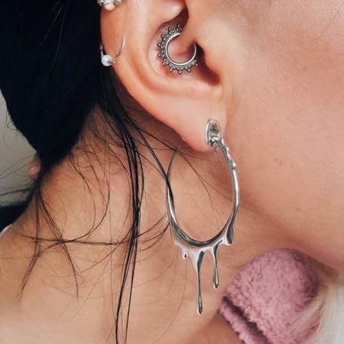 Atomhole 2PCS Cool Ear Gauges Hypoallergenic 316 Stainless Steel Earrings Water Drops Dangle Tunnels Plugs Expanders for Stretched Piercing Body Jewelry - Thumbnail 3