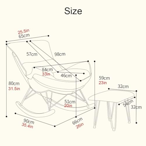 Fauteuil à bascule adulte et pouf assorti pour balcon abrité et chambre - 3