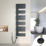 Heilmetz Badheizkörper Elektrisch Heizkörper Bad mit Digitalem Thermostat Handtuchheizkörper mit Timer-Funktion 1385x400mm 600 Watt für Badezimmer/Wohnzimmer