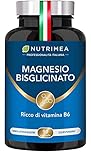 Magnesio Bisglicinato | Forma Chelata | Con Vitamina B6 | Contro Stress e Affaticamento | Dolori Muscolari | Elevata Biodisponibilità | 90 Capsule Vegetali