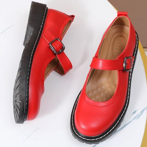 Image of Mary Jane Shoes Women Mary Janes Mary Jane Flats Comfortable Flat Leather