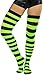ToBeInStyle Women's Wide Vertical Striped Thigh Hi Stockings Free, Black green