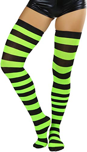 Image of ToBeInStyle Women's Vibrant Horizontal Wide Striped Thigh High Stockings