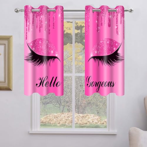 Hello Gorgeous Curtains, Hot Pink Blackout Curtains, 42x60inches, 2 Panels