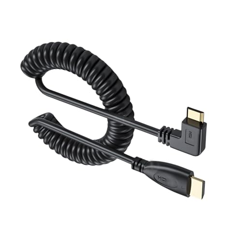 HDMIcompatible to HDMIcompatible Coiled Cable 90 Degree Adapter Supports 1080P 60Hz for HDTV Cameras and Game Consoles Spring HD