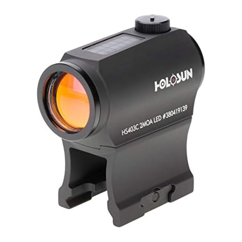 HOLOSUN HS403C Red 2 MOA Dot Micro Sight for Rifles - Solar FailSafe Super LED Durable Waterproof Aluminum Sight with Multilayer Reflective Glass & 12 Brightness Settings Cover
