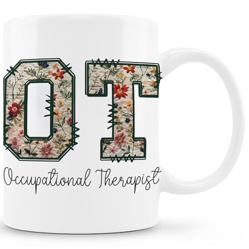 Zomhix Occupational Therapist Gifts Mug - Occupational Therapy Gifts Coffee Mug, OT Gift, Floral OT Therapist Ceramic Coffee Mug 11 oz