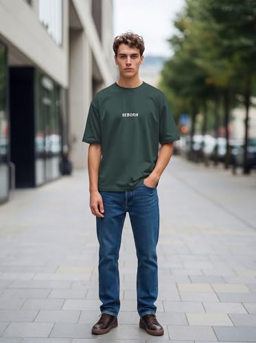 Image of BULLMER Trendy Front and Back Printed Oversized Round Neck T-Shirt for Men - Pack of 2