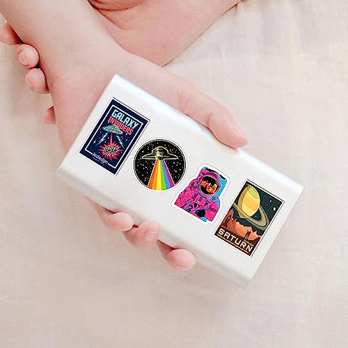 Image of FlyBuyHub Aesthetic Vinyl Journal Stickers for Phone Case, Laptop, Notebook, Dairy, Water Bottle, School Bag, Etc Self-Adhesive Stickers Set of 50 Glossy and Waterproof Stickers (City and Space)