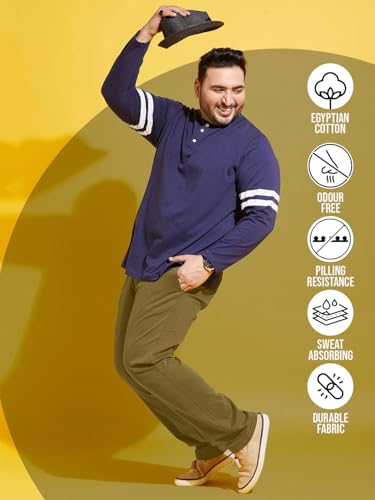 Image of Bigbanana Plus Size Men's Regular Fit Solid Trousers