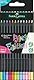 FABER-CASTELL 116410 - Buntstifte Black Edition, Neon + Pastell Farben, 12er Etui