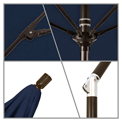 California Umbrella Gscuf908117-F09 9' Round Aluminum Pole Fiberglass Rib Market Patio Umbrella, Bronze, Navy Blue #TOP2
