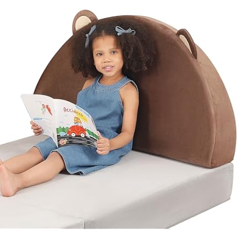 MOMCAYWEX Teddy Bear Kids Upholstered Headboard, Back Pillow for Sitting Up in Bed, Back Support for Leaning Wall, Brown Cover