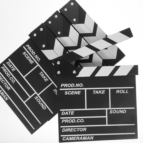 Claquetas de cine reutilizables de madera negra con acabado resistente 8