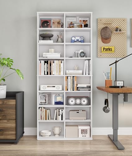 VPSMAT DVD Tower Storage Rack, 16-Shelf Media Storage Shelves with Adjustable Shelves 8-Tier DVD Stand Tower for Living Room Home Office - Thumbnail 6
