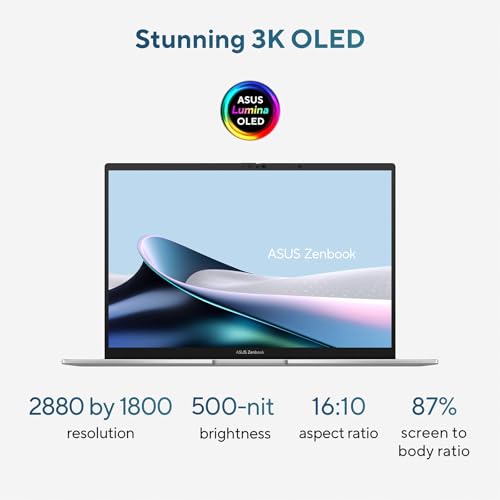 Image of ASUS Zenbook 14 OLED 2025 Laptop, 14 inch 3K 120Hz Touchscreen Display, Intel Core Ultra 9 285H, 32GB RAM, 1TB SSD, WiFi 7, Thunderbolt 4, Backlit Keyboard, Win 11 Pro, w /Mytrix Accessory Lifetime Office
