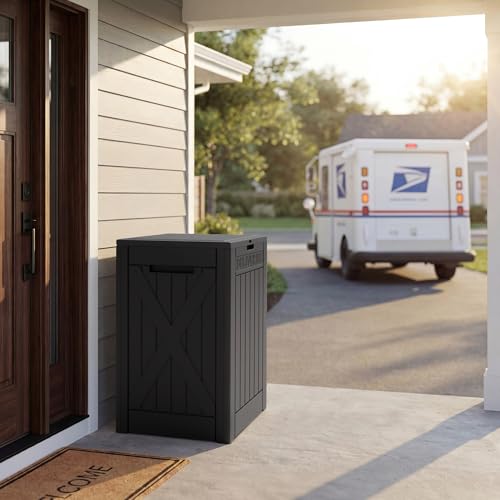 Image of Greesum 52 Gallon Extra Large Deck Box with Lock, Dark Black