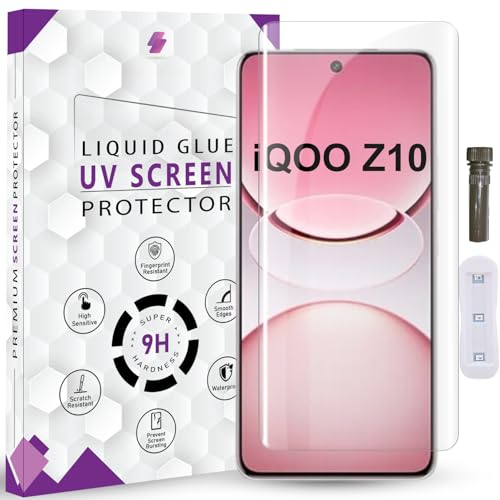 Image of Advanced HD+ UV Tempered Glass Screen Protector For Vivo iQOO Z10 5G (6.77 Inch, Pack of 1) Full Adhesive UV Curved Screen Guard, Case Friendly