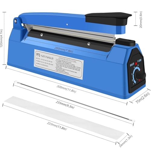 SINZUX Impulse Thermo-Versiegelungsmaschine, manuelle PE/PP-Versiegelung für Lebensmittel, luftdicht (200 mm)