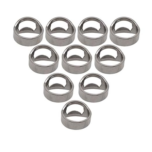 10pcs Set Stainless Steel Beer Ring Bottle Opener with 5 Mixing Sizes: Size 7, 8, 9, 10, 11