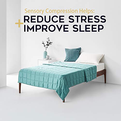 Image of YnM Cooling Weighted Blanket - Oeko-Tex Certified Material with Premium Glass Beads (Sea Grass, 60''x80'' 25lbs), Suit for One Person(~240lb) Use on Queen /King Bed
