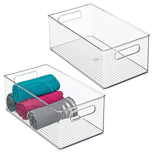 Mdesign Deep Plastic Storage Organizer Container Bin, Closet Organization For Hallway, Bedroom, Linen, Coat, And Entryway - Holds Clothing, Blankets, Accessories, Toys, And Essentials, 2 Pack, Clear #TOP14