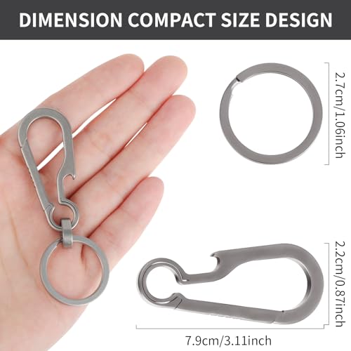 Ouligay Titanium Carabiner Bottle Opener Keyring Carabiner Key Ring Clip Multifunctional Key Holder Belt Clip Carabiner Keychain Clip for Men Women - Image 4