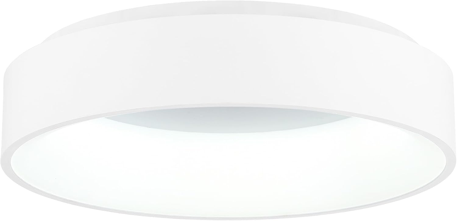 Pemberly Row Drum Shade LED Flush Mount Light, 24 in, Metal, White Finish, Integrated LED Bulb, Modern Indoor Ceiling Fixture for Living Room or Low Ceilings