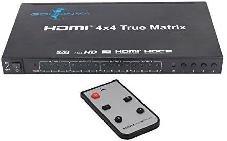 Goronya Ultra HD HDMI 4X4 Ture Matrix Switcher with IR Remote Control Support HDMI 1.4 4Kx2K 1080P EDID
