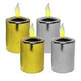 Mr. Light Metallic Votive Candles with Timers, Gold/Silver, Set of 4