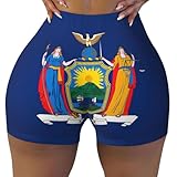 kljnmbb new york stato bandiera stampa elastico donne allenamento breve estate palestra pantaloncini running casual outings abbigliamento quotidiano, nero , xxl