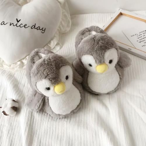 Cute Penguin Cotton Furry Slippers Animal Stuff Winter Home Slippers Cozy Fluffy Indoor House Shoes for Living Room Bedroom2