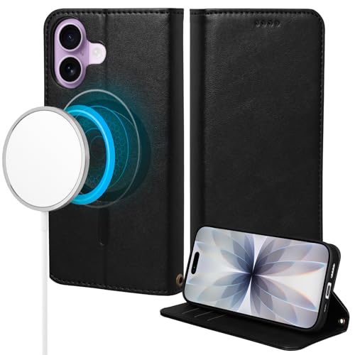 Shlybaay iPhone 17 用 ケース 手帳型 MagSafe対応 カード収納 アイフォン 17 用 カバー ワイヤレス マグネット付き いphone17 手帳型ケース マグセーフ スタンド機能 RFID ブロッキング 6.3インチ W1M ブラック