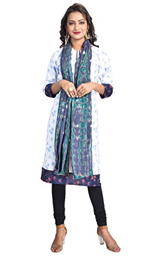 Image of Women's Pure Cotton Multi-Colored Traditional Authentic Tie Dye with Bandhej Bandhani Dupatta Chunni