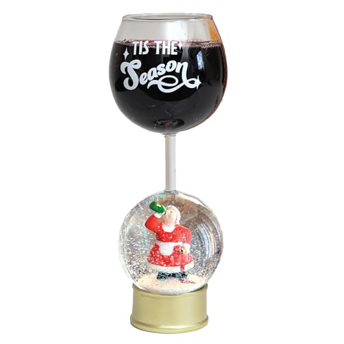 Mrs Claus Snowglobe Funny Wine Glass - Cute Wine Glasses