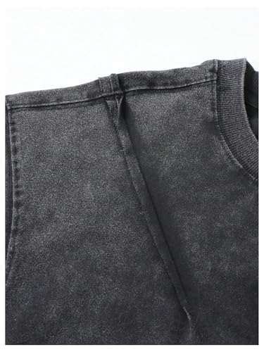 GORGLITTER Men's Y2k Ovesized Cropped T Shirts Short Sleeve Gym Drop Shoulder Crewneck Washed Tops3