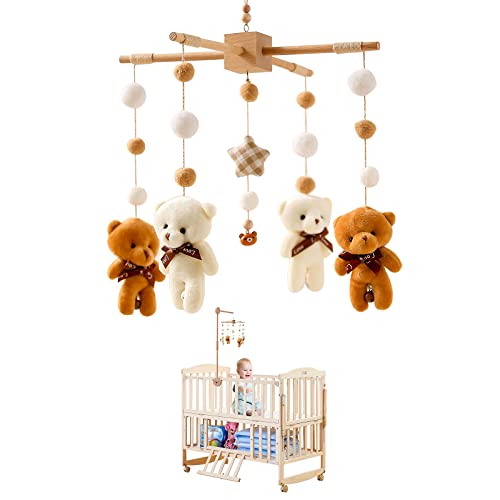 Baby Mobile for Crib Girl - Bear | Boho Crib Mobile | Nursery Cot Mobile | Bed Felt Baby Ceiling Accessories Baby Nursery Mobile for Kids Room Nursery Decor