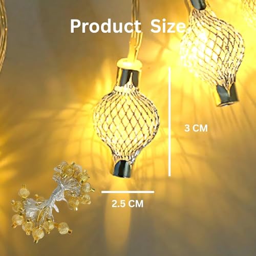 Image of K D Metal String Lights for Decoration -14 LED Metal Jali 3.8 Meter Moroccan LED Fairy Lights, Warm Yellow Decorative Lights for Home, Room, Parties & Festivals