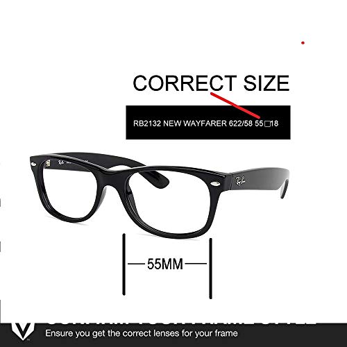 Galaxy Replacement Lenses For Ray-Ban RB2132 New Wayfarer Black 55 mm (not 52 mm) Polarized 100% UVAB2